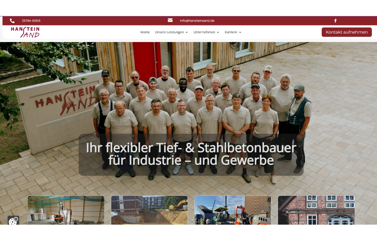 Startseite der Website Hanstein & Sand
