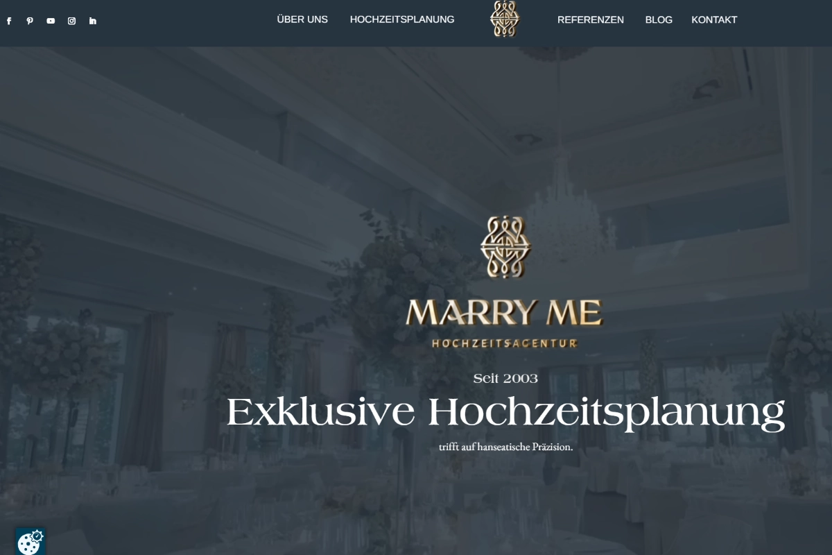 Startseite der Website Marry Me Hochzeitsagentur