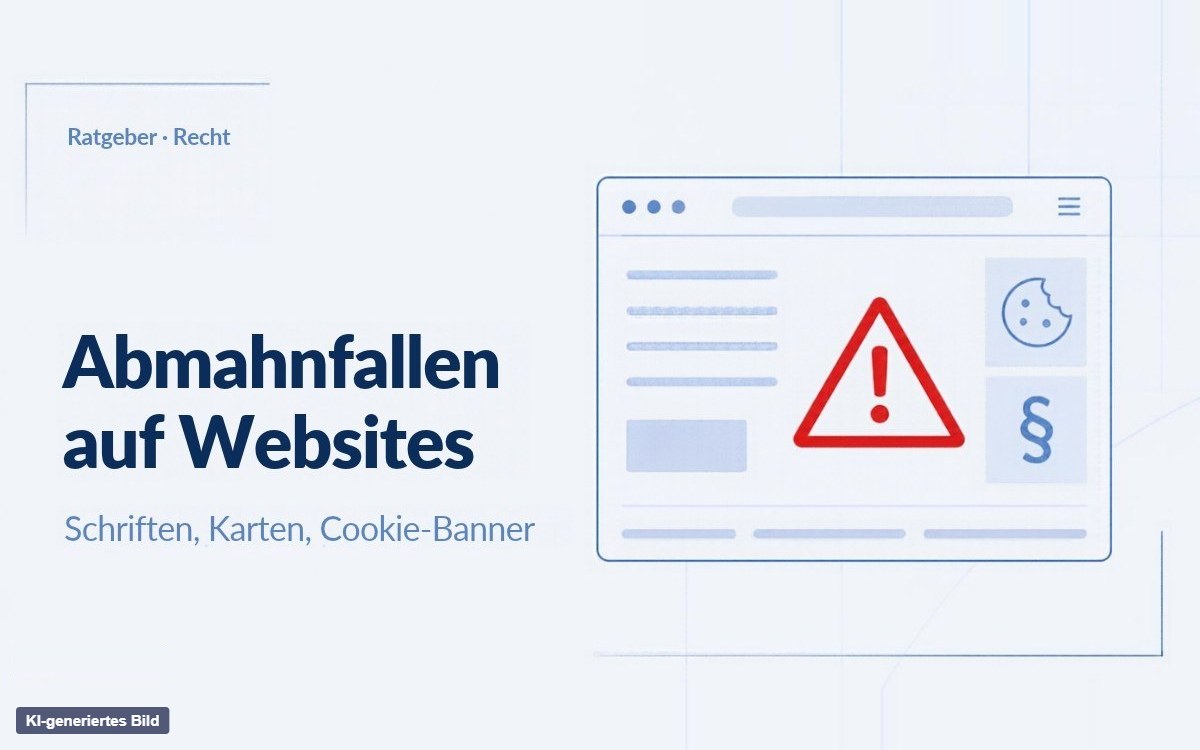 Grafik: Browserfenster mit Warndreieck, Cookie und Paragraf